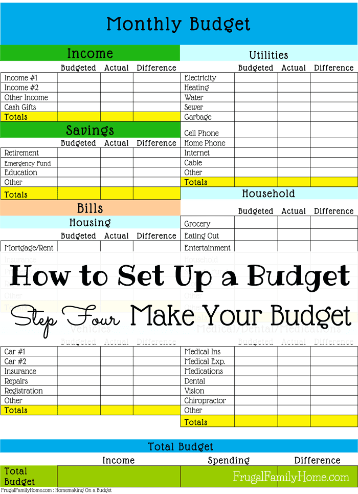 How To Set Up A Personal Budget Spreadsheet