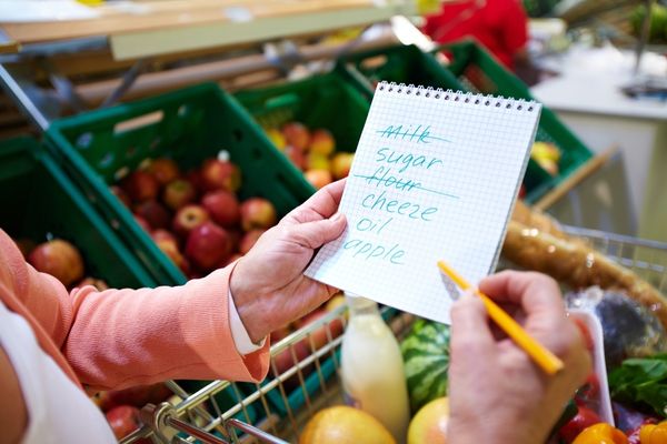 a shopper sticking to their grocery list.
