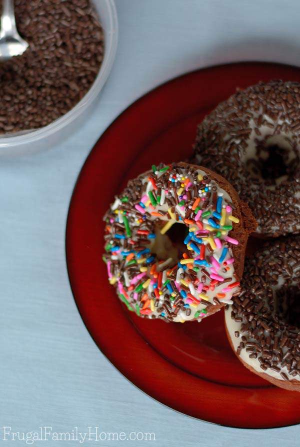 Delicious and easy to make dairy free double chocolate baked donuts.