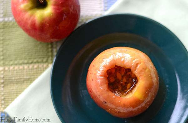 This is a quick and somewhat healthy dessert that our family loves. You only need 4 ingredients and a few minutes to make this baked apple recipe. It’s makes a great fall dessert your family will love.