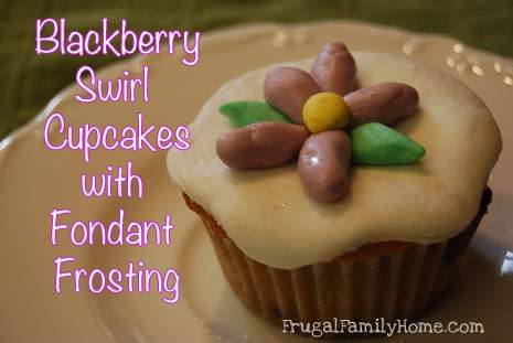Blackberry Swirl Cupcakes with Fondant Frosting