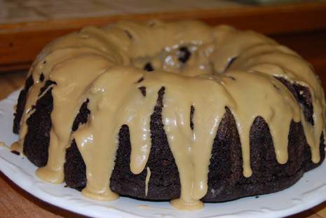Chocolate Bundt Cake with Caramel Frosting