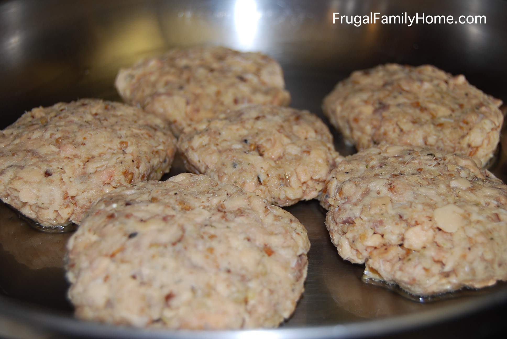 Salmon Patties Cooking Upclose