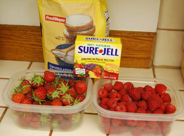 Raspberry Strawberry Jam Ingredients