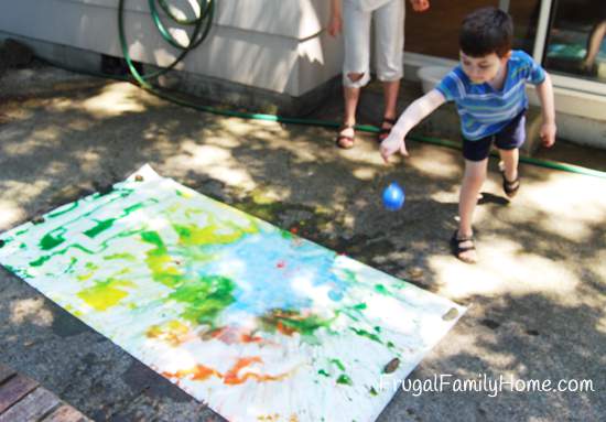 Giving the paint balloon a toss