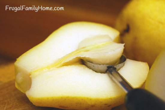 Taking the core out of a pear