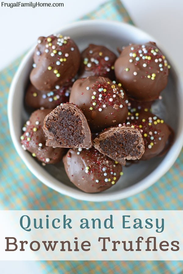 Quick and Easy brownie truffles in a bowl