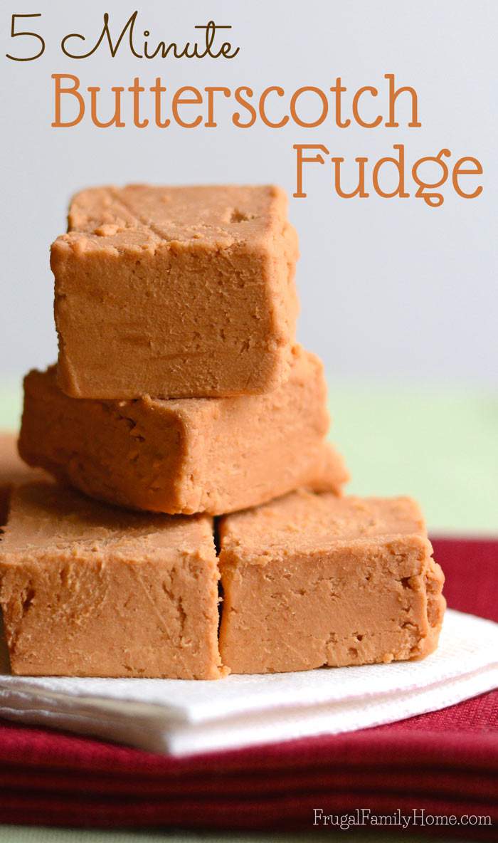 The kids and I make this fudge each year for our Christmas candy plates. It’s so easy to make using only two ingredients and only takes 5 minutes to make. But it tastes so good. Impress your friends by making this delicious butterscotch fudge for them.