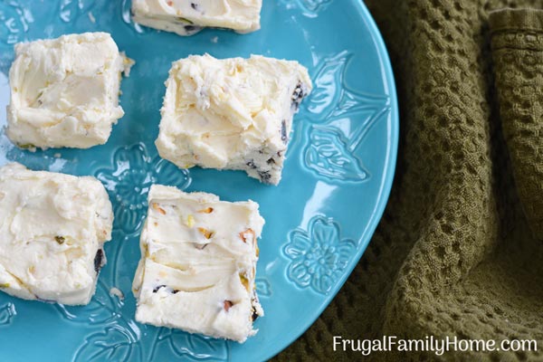 A plateful of yummy cherry pistachio fudge