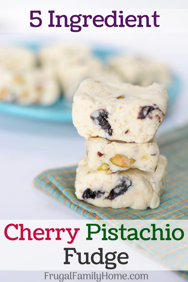 Cherry Pistachio fudge recipe made and ready to enjoy.