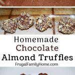 Homemade Chocolate Almond Truffles ~ This easy recipe for homemade truffles is so good. In just a few steps you can have a beautiful candy worthy of gift giving that will impress your friends. Come see how easy this truffle recipe is.