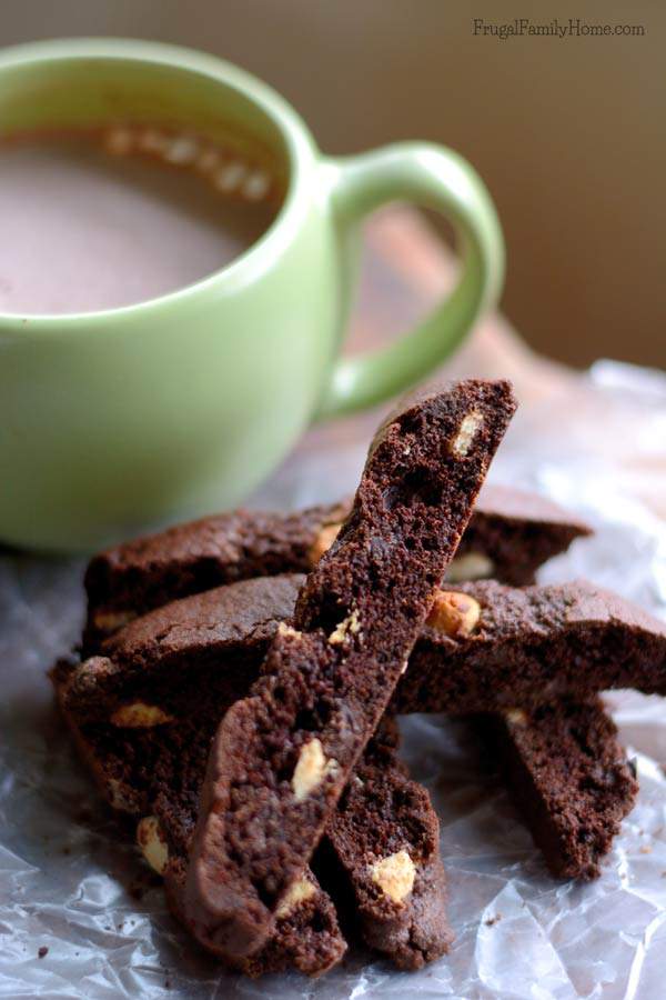 These nice crisp cookies really stand up to dipping in hot chocolate without getting soggy. 