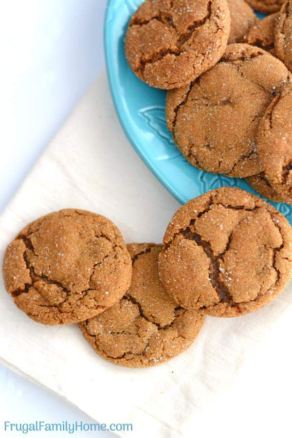 Soft baked gingersnap cookies from scratch. Make these soft and delicious gingersnap cookies to enjoy for dessert, pack into your kid's lunches, or give as a gift. They are easy to make and you can freeze the dough until later too.