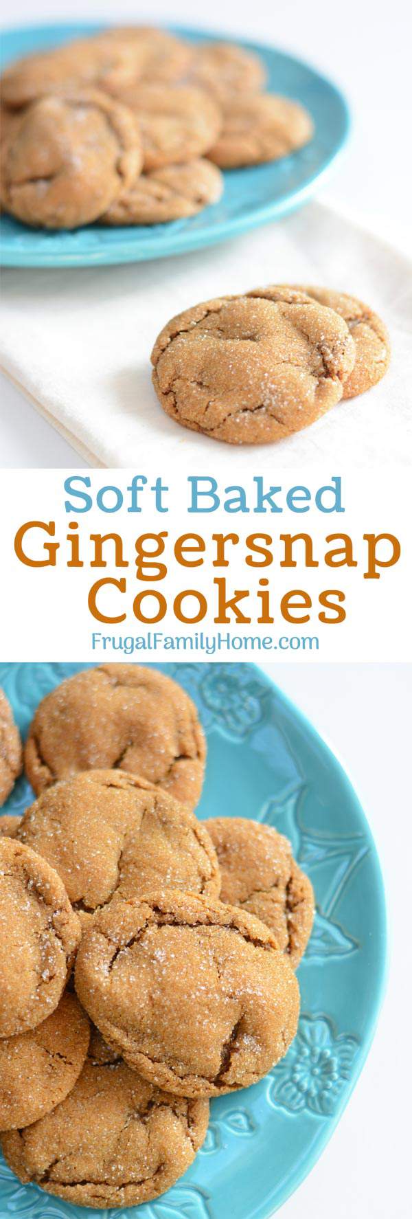 Soft baked gingersnap cookies from scratch. Make these soft and delicious gingersnap cookies to enjoy for dessert, pack into your kid's lunches, or give as a gift. They are easy to make and you can freeze the dough until later too.