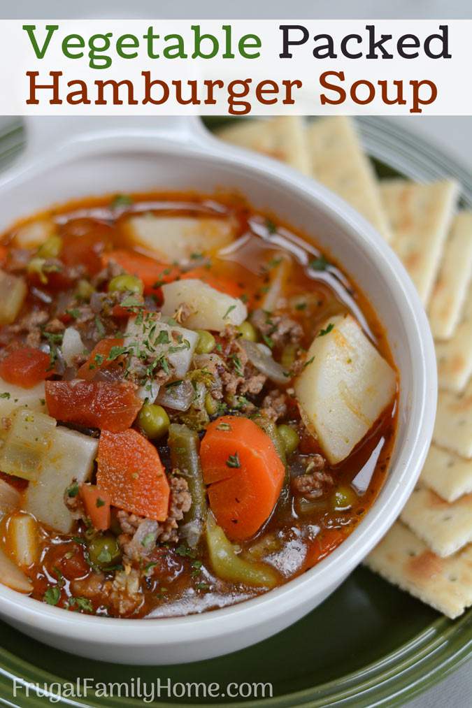 An easy and hearty hamburger soup that's easy to make and frugal too.