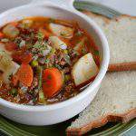 An easy and hearty hamburger soup that's easy to make and frugal too.