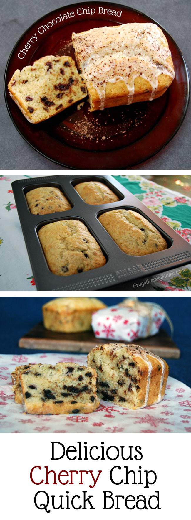 This quick bread recipe is so delicious! It has just the right balance of vanilla, cherry and chocolate flavors plus it's easy to make because it's a quick bread recipe.