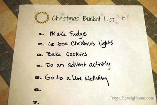 Bucket list for Christmas