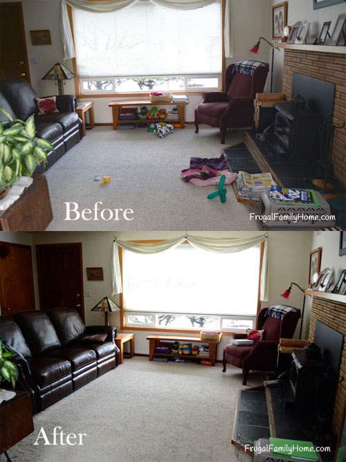 My living room before and after the clean up