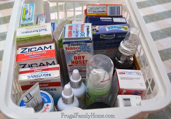 After sorting through our medicine basket here's what it looked like. 