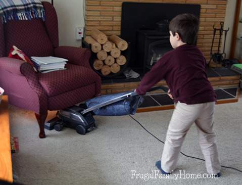 My son helped me vacuum the main living areas today. 