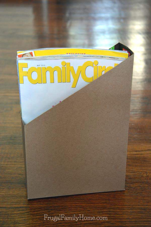 Make your own magazine holder out of a cereal box -- Frugal Family Home