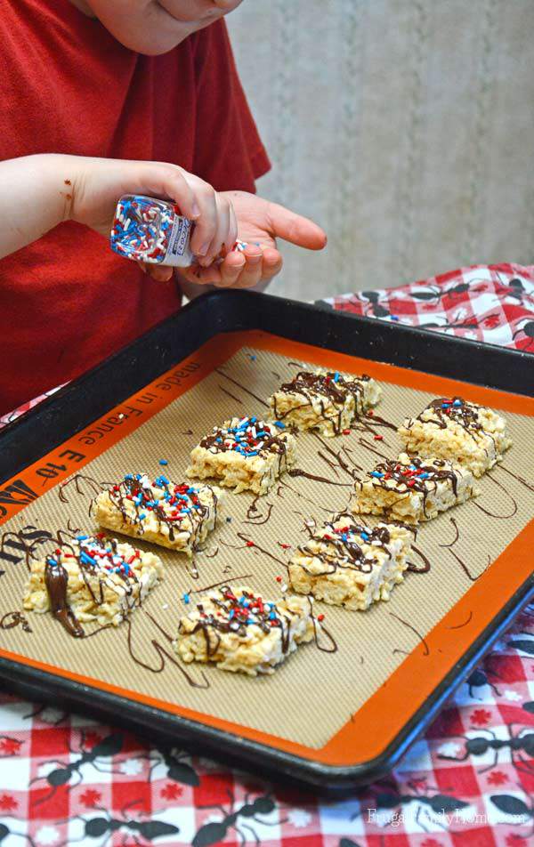 Chocolate Drizzled Rice Krispy Treats