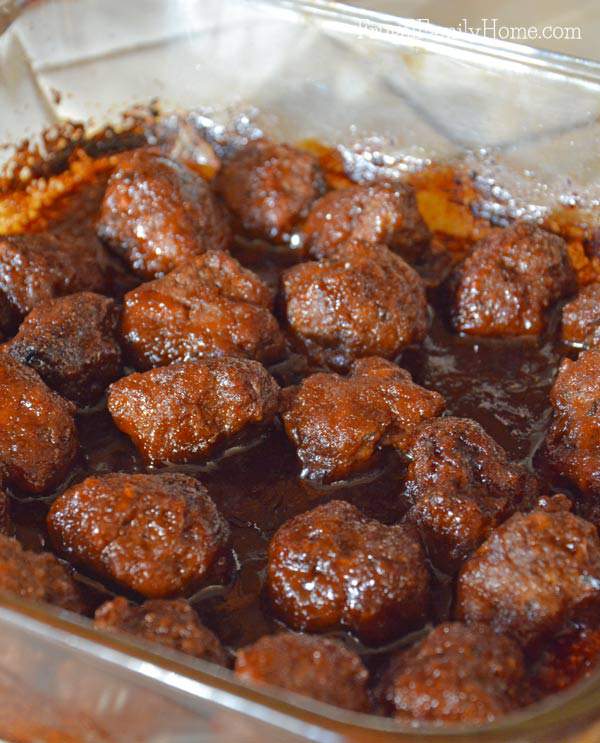 These meatballs are baked in hoisin sauce for great flavor. Frugal Family Home