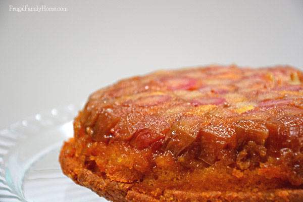 Rhubarb Upside Down Cake Recipe, Frugal Family Home