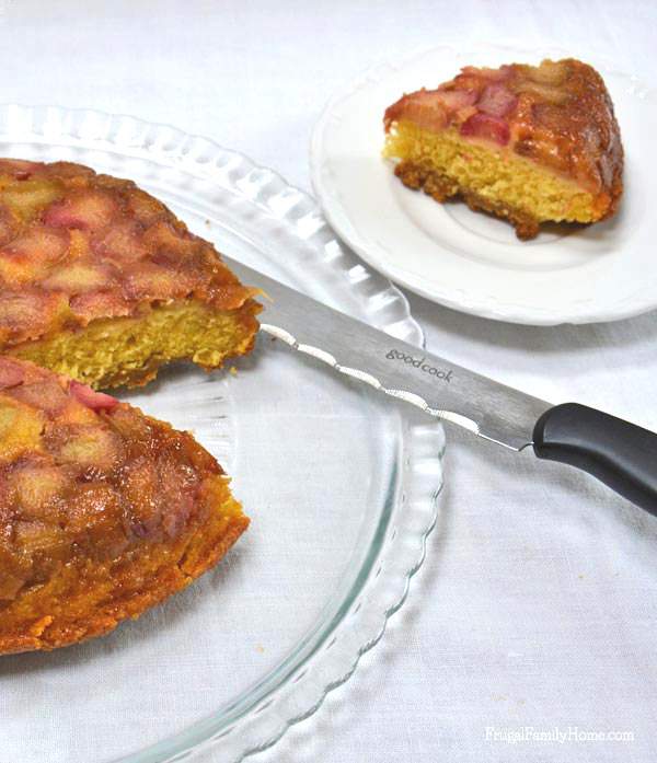 Rhubarb Upside Down Cake Recipe, Frugal Family Home