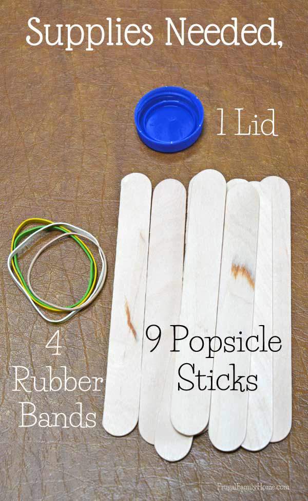 What you will need to make your own popsicle catapult, fun kids craft, Frugal Family Home