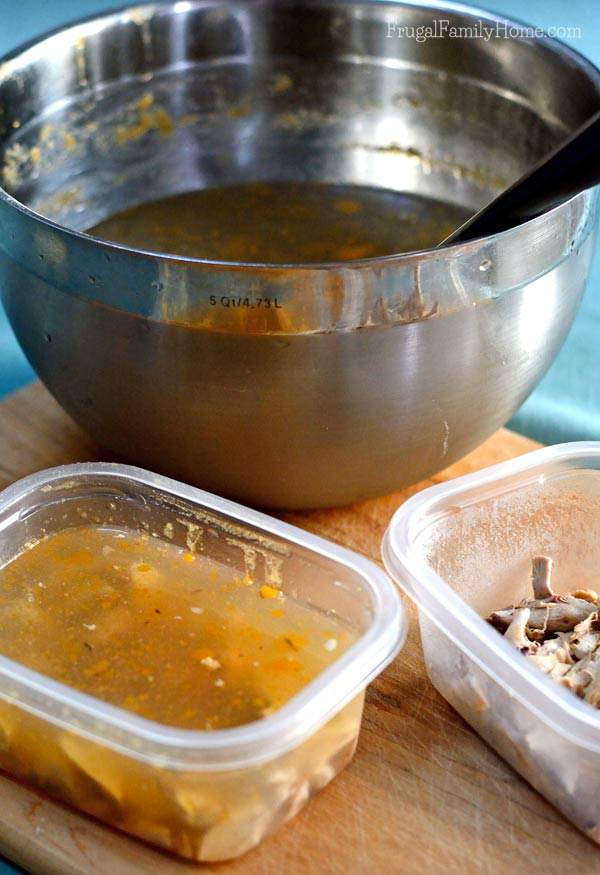 Soup kits are easy to make using the meat pieces off the bone from the bone broth | Frugal Family Home