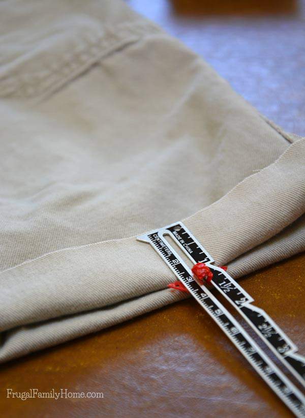 Hemming pants into shorts is easy to do it just takes a few steps | Frugal Family Home