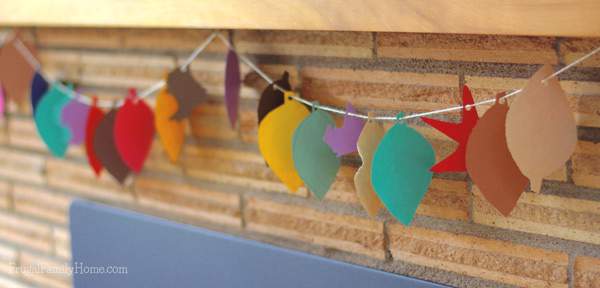 Colorful leaf garland craft for fall | Frugal Family Home