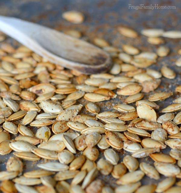 Well seasoned and roasted to perfection pumpkin seeds | Frugal Family Home