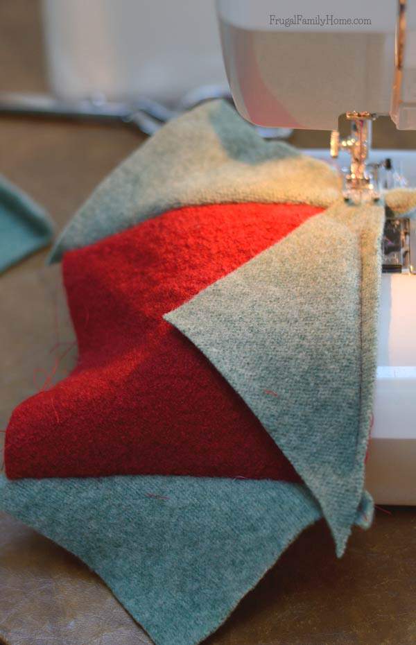 Adding the triangle edges to the Christmas Pillow