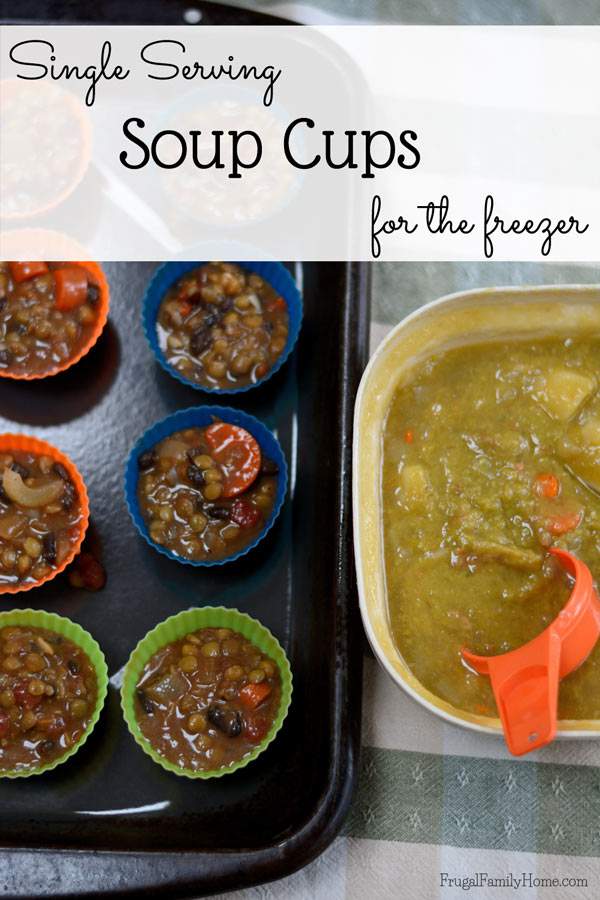 Save money by throwing away less food. An easy way is to freeze leftover for later. Here's how I make single serving soups for the freezer. 