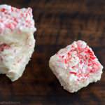 A yummy vanilla fudge recipe with crushed candy canes on top.