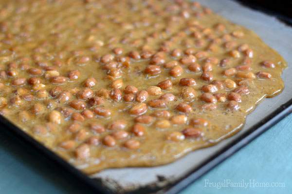 My grandma's peanut brittle recipe. Just a few ingredients and you have a crisp yummy treat.