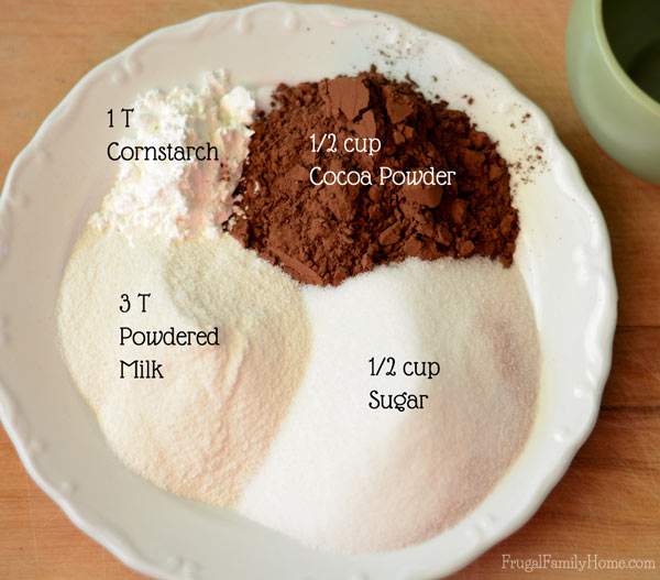 Just 5 little ingredients to make your own hot cocoa mix. You probably have all of them in your pantry right now. This recipe has dairy free options.