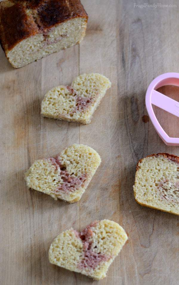 I turned the vanilla raspberry bread into a cute heart cake for Valentine's Day. 