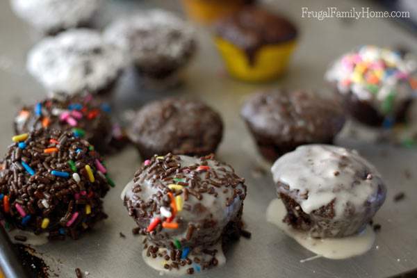 Yummy chocolate donut holes we made for breakfast. 