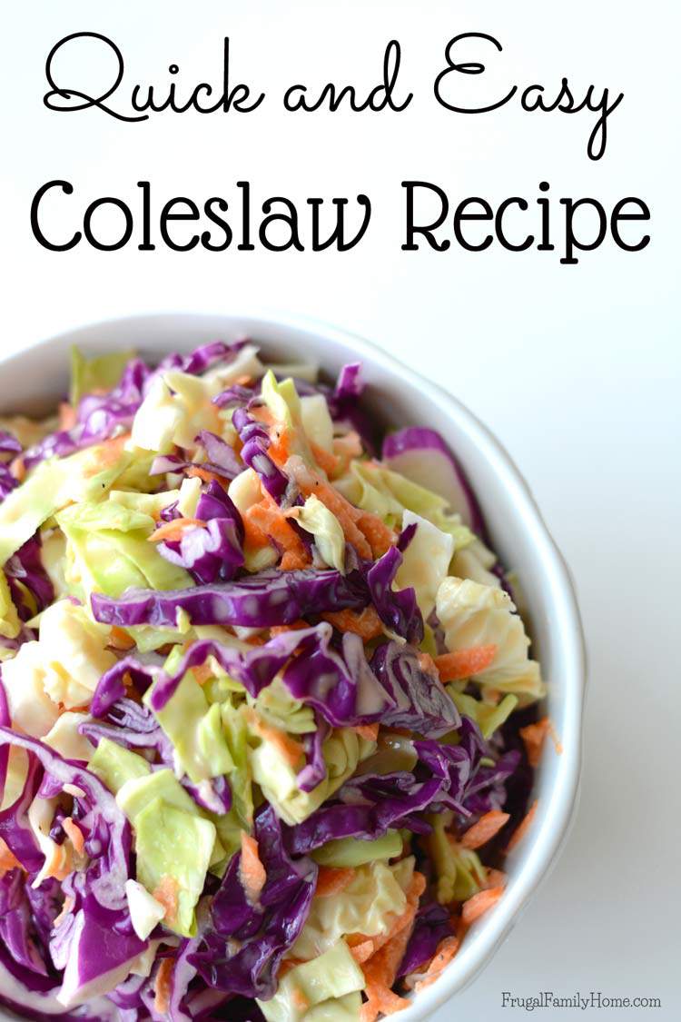 A super easy coleslaw recipe that's sure to please. Just a few minutes and a few ingredients and you have a wonderful side salad. 