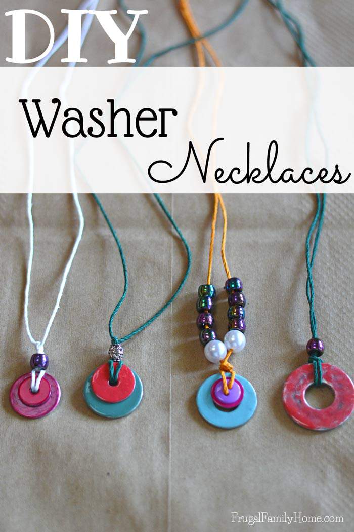 This is a great project to do with the kids, when the summer heat is just too hot outside or on a rainy day. These DIY washer necklaces only take a few items to make. A few washers, beads, nail polish, and a little string is all that is needed to make these really cute necklaces. This is a great idea to get your kids creating instead of complaining. 