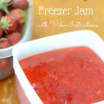 With summer comes strawberries. If you want to tuck the flavor of summer into your freezer, make some fresh tasting strawberry freezer jam. If you’ve never made freezer jam before, I’ve got a great video tutorial. It will show you step by step, just how easy it is to make this strawberry freezer jam recipe.