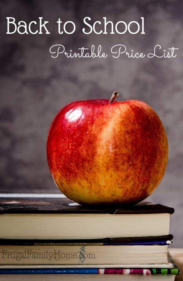 Back to School Price List Frugal Family Home
