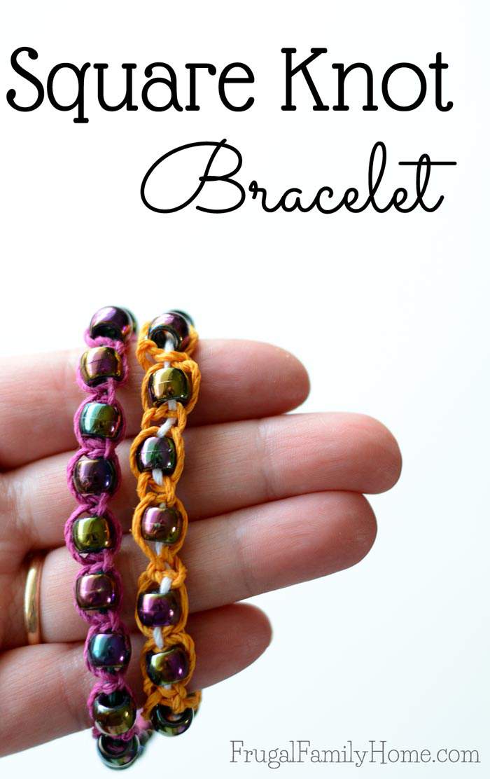 Square knot sale bracelet with beads