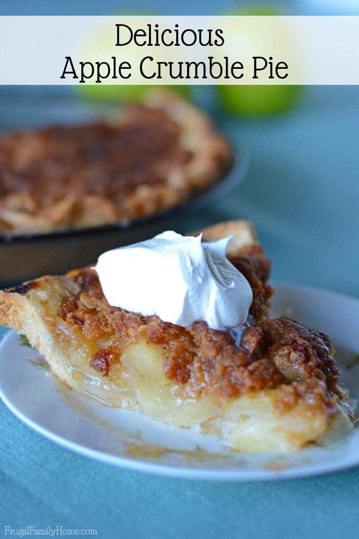 I know this time of year I love to make apple recipes. Apple pie is one of my favorite fall desserts. If you also love to enjoy apples you’re going to want to give this Apple Crumble Pie Recipe a try. It has a crunchy topping over slightly tart apples that make the best pie ever.