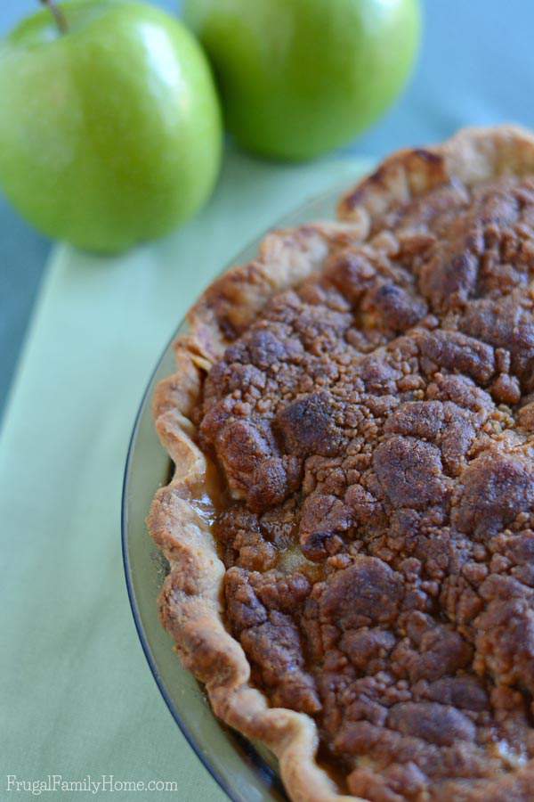 I know this time of year I love to make apple recipes. Apple pie is one of my favorite fall desserts. If you also love to enjoy apples you’re going to want to give this Apple Crumble Pie Recipe a try. It has a crunchy topping over slightly tart apples that make the best pie ever. 