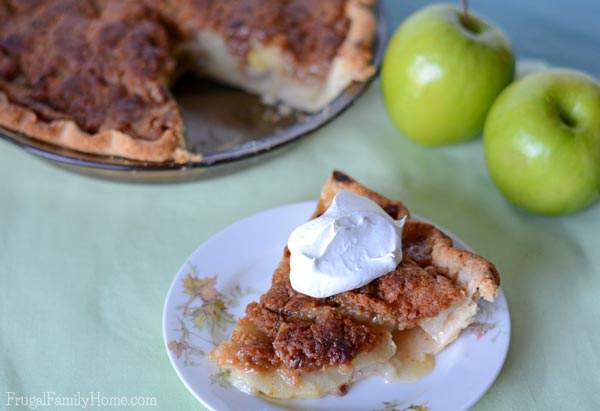 I know this time of year I love to make apple recipes. Apple pie is one of my favorite fall desserts. If you also love to enjoy apples you’re going to want to give this Apple Crumble Pie Recipe a try. It has a crunchy topping over slightly tart apples that make the best pie ever. 